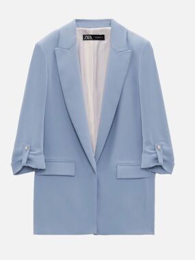 Zara Pastel Blue Relaxed-Fit Blazer